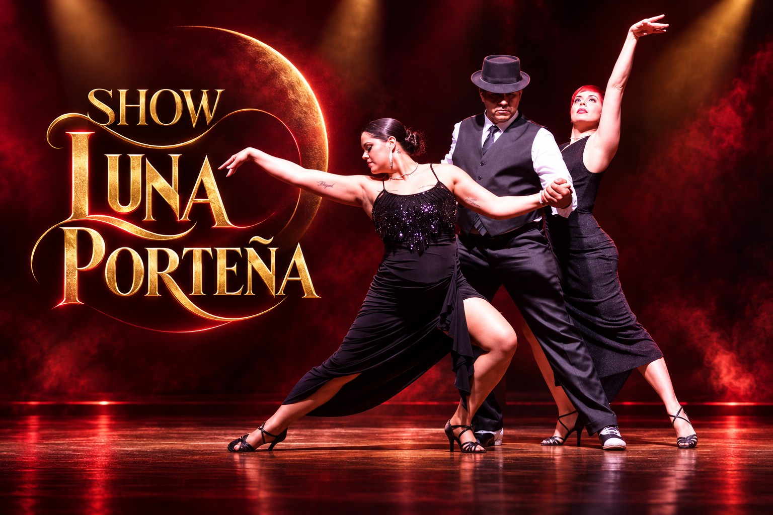 Capa do Show Luna Porteña com dançarinos em apresentação de tango