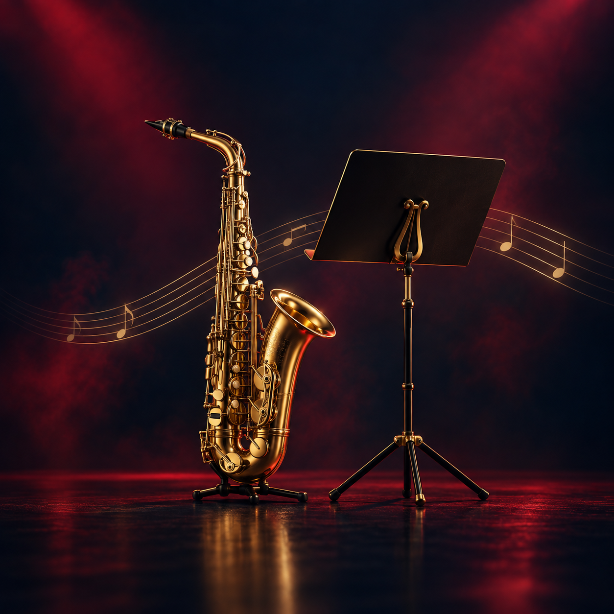 Saxofone artístico representando bandas e orquestras